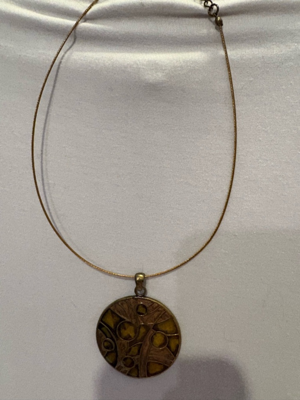Gold-Tone Round Abstract Pendant Necklace - Women Jewelry